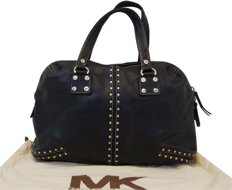 michael kors white bag with gold studs|michael kors black shoulder bag.